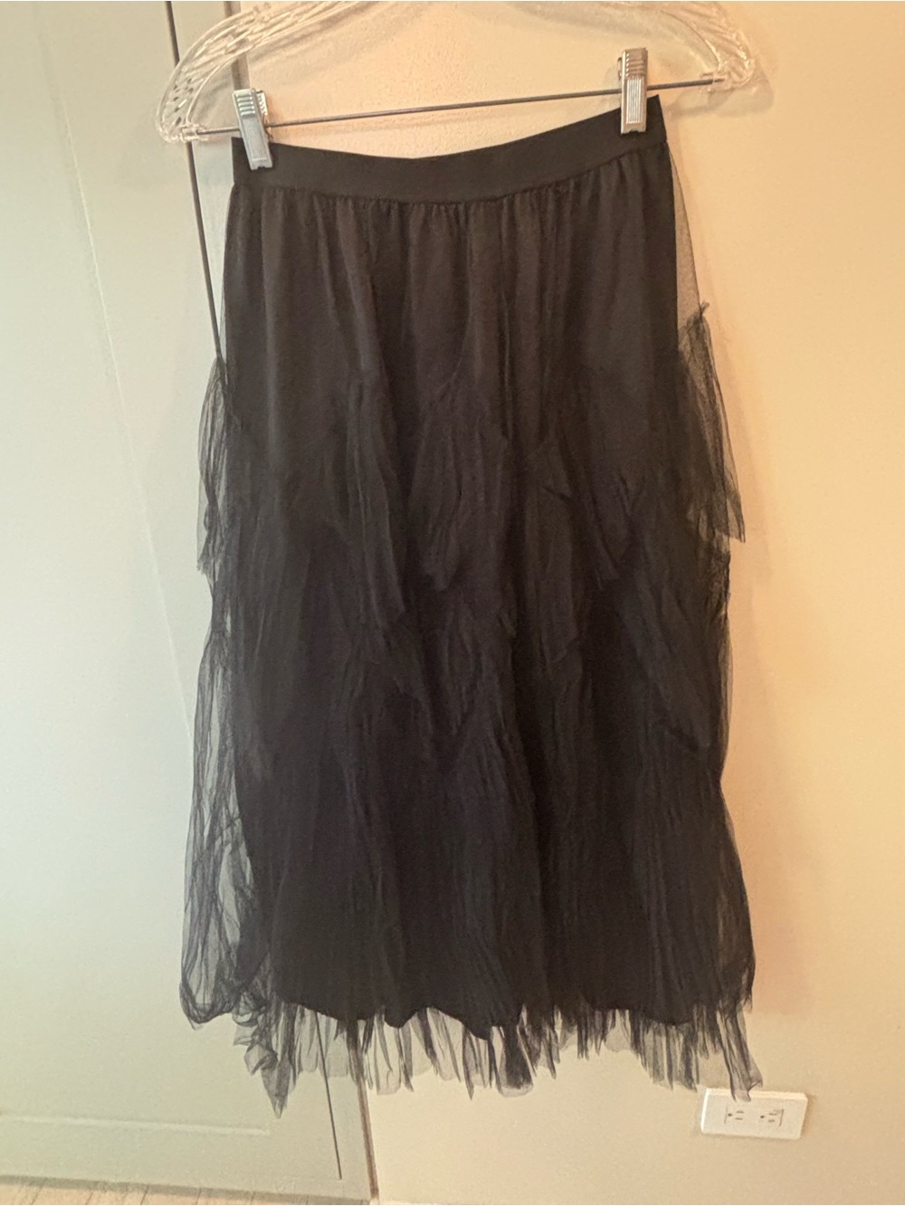 NWT JNBY Black Tiered Tulle Midi Skirt